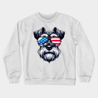 Miniature Schnauzer Patriotic Sunglasses American Flag 4th of July Crewneck Sweatshirt